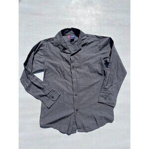 CHAPS Boys Gray Long Sleeve Button Down Dress Shirt Size M 10/12 Cotton Blend